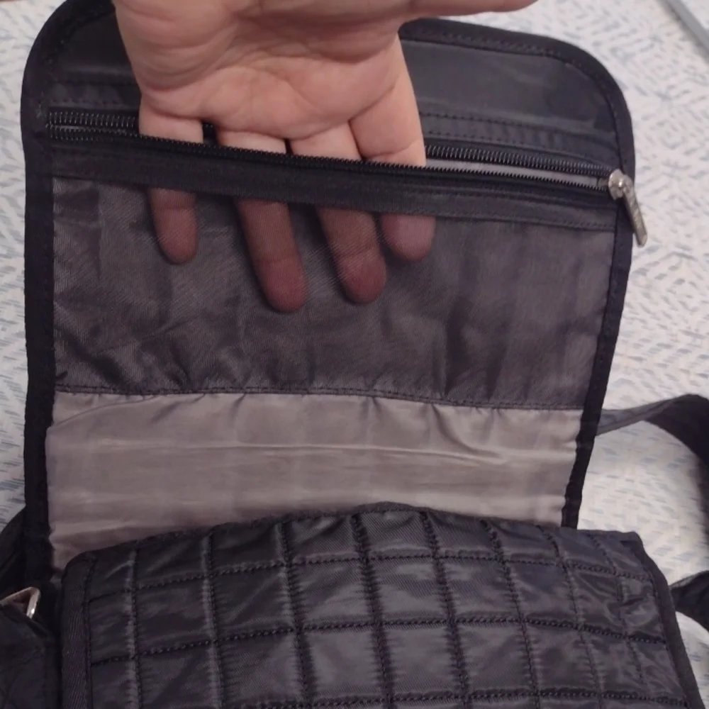 Lug Quilted Black Messenger Bag Crossbody